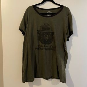 Olive Smokey the Bear Ringer Tee from Torrid size 2